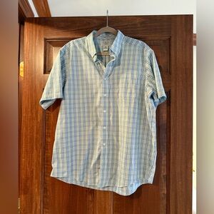 L.L. Bean Men's Casual Blue and White Checkered Shirt